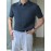 Stretchy V-Neck Pullover Shirt - Soft Ribbed Knit, Short Sleeve, Lapel Collar, Breathable, Moisture-Wicking, Golf and Daily Wear Essential - High-Quality Casual Top for Men