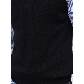 Men's Warm Wool-Blend V-Neck Knit Vest - Comfy Preppy Style Sleeveless Pullover Sweater for Layering