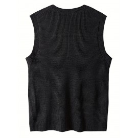 Men's Warm Wool-Blend V-Neck Knit Vest - Comfy Preppy Style Sleeveless Pullover Sweater for Layering