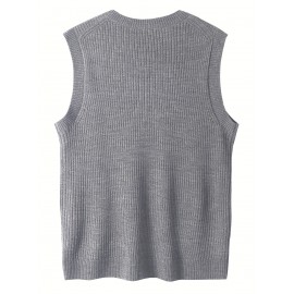 Men's Warm Wool-Blend V-Neck Knit Vest - Comfy Preppy Style Sleeveless Pullover Sweater for Layering