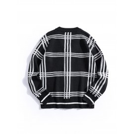 Mens Stylish Stripe Knit Cardigan - Comfortable Long Sleeve V Neck Top for Versatile Outdoor Wear - All-Season Fashionable Style