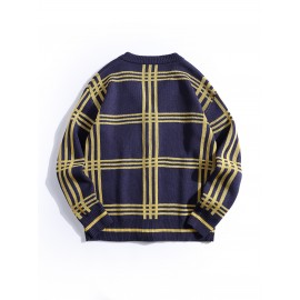 Mens Stylish Stripe Knit Cardigan - Comfortable Long Sleeve V Neck Top for Versatile Outdoor Wear - All-Season Fashionable Style