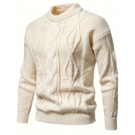 Stylish Knit Crew Neck Sweater Pullovers - Soft, Breathable, Mid-Stretch, Long Sleeve, Casual Top for City Walk, Street, Hanging Out, Outdoor Activities - Perfect for Autumn and Winter