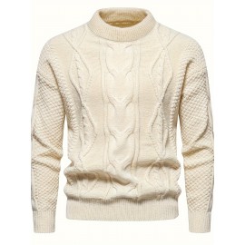 Stylish Knit Crew Neck Sweater Pullovers - Soft, Breathable, Mid-Stretch, Long Sleeve, Casual Top for City Walk, Street, Hanging Out, Outdoor Activities - Perfect for Autumn and Winter