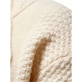 Stylish Knit Crew Neck Sweater Pullovers - Soft, Breathable, Mid-Stretch, Long Sleeve, Casual Top for City Walk, Street, Hanging Out, Outdoor Activities - Perfect for Autumn and Winter