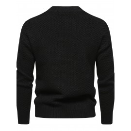 Stylish Knit Crew Neck Sweater Pullovers - Soft, Breathable, Mid-Stretch, Long Sleeve, Casual Top for City Walk, Street, Hanging Out, Outdoor Activities - Perfect for Autumn and Winter