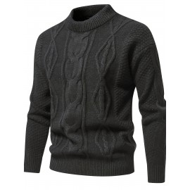Stylish Knit Crew Neck Sweater Pullovers - Soft, Breathable, Mid-Stretch, Long Sleeve, Casual Top for City Walk, Street, Hanging Out, Outdoor Activities - Perfect for Autumn and Winter