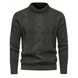 Stylish Knit Crew Neck Sweater Pullovers - Soft, Breathable, Mid-Stretch, Long Sleeve, Casual Top for City Walk, Street, Hanging Out, Outdoor Activities - Perfect for Autumn and Winter