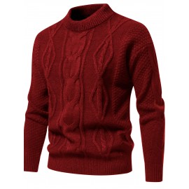 Stylish Knit Crew Neck Sweater Pullovers - Soft, Breathable, Mid-Stretch, Long Sleeve, Casual Top for City Walk, Street, Hanging Out, Outdoor Activities - Perfect for Autumn and Winter