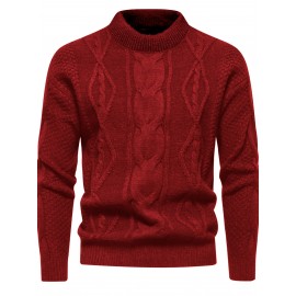 Stylish Knit Crew Neck Sweater Pullovers - Soft, Breathable, Mid-Stretch, Long Sleeve, Casual Top for City Walk, Street, Hanging Out, Outdoor Activities - Perfect for Autumn and Winter