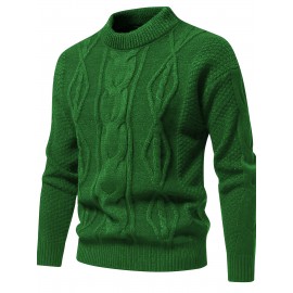 Stylish Knit Crew Neck Sweater Pullovers - Soft, Breathable, Mid-Stretch, Long Sleeve, Casual Top for City Walk, Street, Hanging Out, Outdoor Activities - Perfect for Autumn and Winter