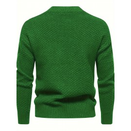 Stylish Knit Crew Neck Sweater Pullovers - Soft, Breathable, Mid-Stretch, Long Sleeve, Casual Top for City Walk, Street, Hanging Out, Outdoor Activities - Perfect for Autumn and Winter