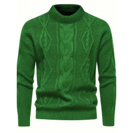 Stylish Knit Crew Neck Sweater Pullovers - Soft, Breathable, Mid-Stretch, Long Sleeve, Casual Top for City Walk, Street, Hanging Out, Outdoor Activities - Perfect for Autumn and Winter