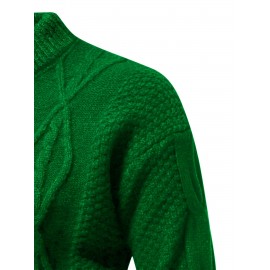 Stylish Knit Crew Neck Sweater Pullovers - Soft, Breathable, Mid-Stretch, Long Sleeve, Casual Top for City Walk, Street, Hanging Out, Outdoor Activities - Perfect for Autumn and Winter