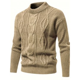 Stylish Knit Crew Neck Sweater Pullovers - Soft, Breathable, Mid-Stretch, Long Sleeve, Casual Top for City Walk, Street, Hanging Out, Outdoor Activities - Perfect for Autumn and Winter