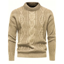 Stylish Knit Crew Neck Sweater Pullovers - Soft, Breathable, Mid-Stretch, Long Sleeve, Casual Top for City Walk, Street, Hanging Out, Outdoor Activities - Perfect for Autumn and Winter