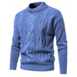 Stylish Knit Crew Neck Sweater Pullovers - Soft, Breathable, Mid-Stretch, Long Sleeve, Casual Top for City Walk, Street, Hanging Out, Outdoor Activities - Perfect for Autumn and Winter