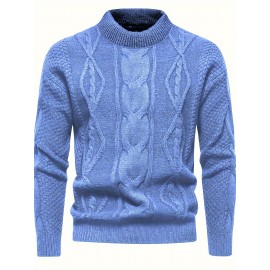 Stylish Knit Crew Neck Sweater Pullovers - Soft, Breathable, Mid-Stretch, Long Sleeve, Casual Top for City Walk, Street, Hanging Out, Outdoor Activities - Perfect for Autumn and Winter
