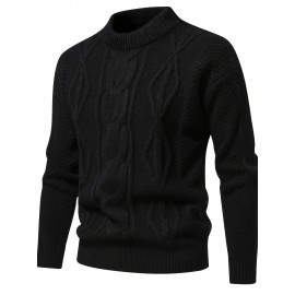 Stylish Knit Crew Neck Sweater Pullovers - Soft, Breathable, Mid-Stretch, Long Sleeve, Casual Top for City Walk, Street, Hanging Out, Outdoor Activities - Perfect for Autumn and Winter