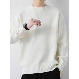 Cozy Knit Crew Neck Sweater - Soft, Warm, and Stretchy for Men - Perfect for Fall and Winter Casual Wear