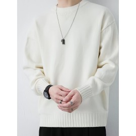 Cozy Knit Crew Neck Sweater - Soft, Warm, and Stretchy for Men - Perfect for Fall and Winter Casual Wear