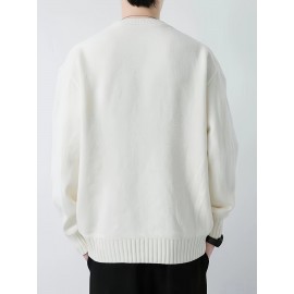 Cozy Knit Crew Neck Sweater - Soft, Warm, and Stretchy for Men - Perfect for Fall and Winter Casual Wear