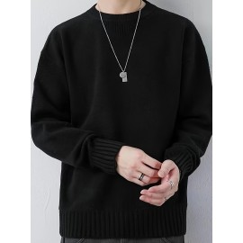Cozy Knit Crew Neck Sweater - Soft, Warm, and Stretchy for Men - Perfect for Fall and Winter Casual Wear