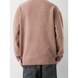 Cozy Knit Crew Neck Sweater - Soft, Warm, and Stretchy for Men - Perfect for Fall and Winter Casual Wear