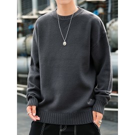 Cozy Knit Crew Neck Sweater - Soft, Warm, and Stretchy for Men - Perfect for Fall and Winter Casual Wear