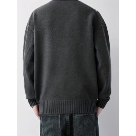 Cozy Knit Crew Neck Sweater - Soft, Warm, and Stretchy for Men - Perfect for Fall and Winter Casual Wear
