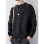 Cozy Knit Crew Neck Sweater - Soft, Warm, and Stretchy for Men - Perfect for Fall and Winter Casual Wear