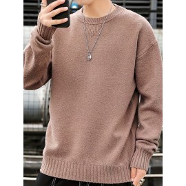 Cozy Knit Crew Neck Sweater - Soft, Warm, and Stretchy for Men - Perfect for Fall and Winter Casual Wear