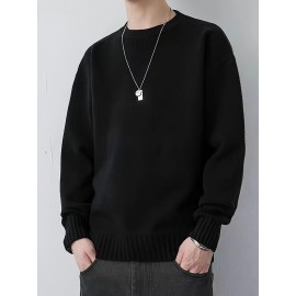 Cozy Knit Crew Neck Sweater - Soft, Warm, and Stretchy for Men - Perfect for Fall and Winter Casual Wear