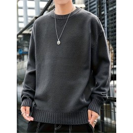 Cozy Knit Crew Neck Sweater - Soft, Warm, and Stretchy for Men - Perfect for Fall and Winter Casual Wear