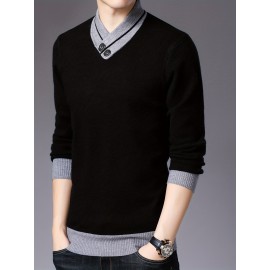 Warm & Stylish Men's Shawl Collar Sweater: Cozy Knit, Slight Stretch, Easy Care - Perfect for Fall/Winter
