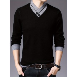 Warm & Stylish Men's Shawl Collar Sweater: Cozy Knit, Slight Stretch, Easy Care - Perfect for Fall/Winter