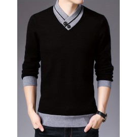 Warm & Stylish Men's Shawl Collar Sweater: Cozy Knit, Slight Stretch, Easy Care - Perfect for Fall/Winter