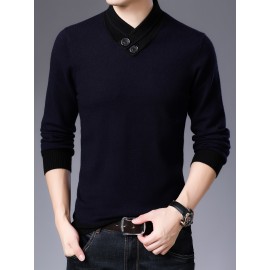 Warm & Stylish Men's Shawl Collar Sweater: Cozy Knit, Slight Stretch, Easy Care - Perfect for Fall/Winter