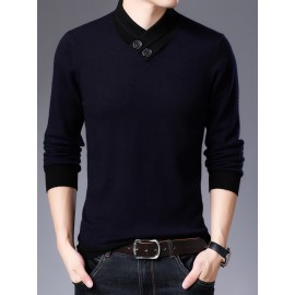 Warm & Stylish Men's Shawl Collar Sweater: Cozy Knit, Slight Stretch, Easy Care - Perfect for Fall/Winter