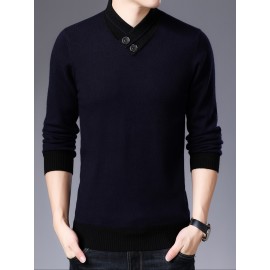 Warm & Stylish Men's Shawl Collar Sweater: Cozy Knit, Slight Stretch, Easy Care - Perfect for Fall/Winter