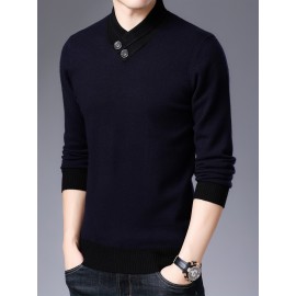 Warm & Stylish Men's Shawl Collar Sweater: Cozy Knit, Slight Stretch, Easy Care - Perfect for Fall/Winter