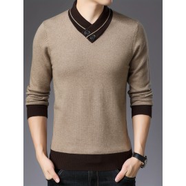 Warm & Stylish Men's Shawl Collar Sweater: Cozy Knit, Slight Stretch, Easy Care - Perfect for Fall/Winter