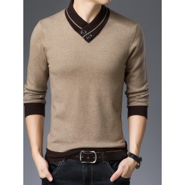Warm & Stylish Men's Shawl Collar Sweater: Cozy Knit, Slight Stretch, Easy Care - Perfect for Fall/Winter