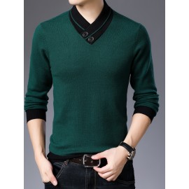 Warm & Stylish Men's Shawl Collar Sweater: Cozy Knit, Slight Stretch, Easy Care - Perfect for Fall/Winter