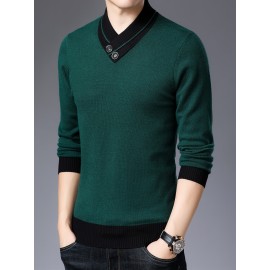 Warm & Stylish Men's Shawl Collar Sweater: Cozy Knit, Slight Stretch, Easy Care - Perfect for Fall/Winter