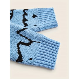 Mens Cozy Cats Pattern Knitted Pullover Sweater - Stylish, Warm & Flexible, Perfect for Fall Winter - Comfortable Crew Neck, Adorable Cat Design