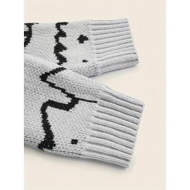 Mens Cozy Cats Pattern Knitted Pullover Sweater - Stylish, Warm & Flexible, Perfect for Fall Winter - Comfortable Crew Neck, Adorable Cat Design