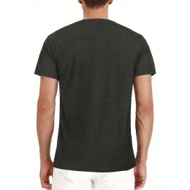 Plus Size Mens Slim Fit Crew Neck Color Block Casual T-Shirt - Soft Slight Stretch Polyester Fabric, Machine Washable, Vintage Style for All Seasons