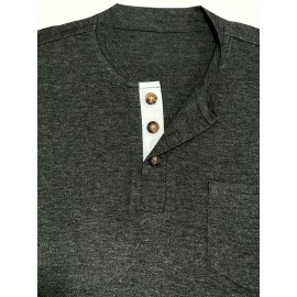 Plus Size Mens Slim Fit Crew Neck Color Block Casual T-Shirt - Soft Slight Stretch Polyester Fabric, Machine Washable, Vintage Style for All Seasons