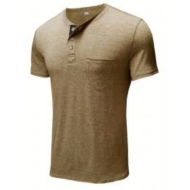 Plus Size Mens Slim Fit Crew Neck Color Block Casual T-Shirt - Soft Slight Stretch Polyester Fabric, Machine Washable, Vintage Style for All Seasons